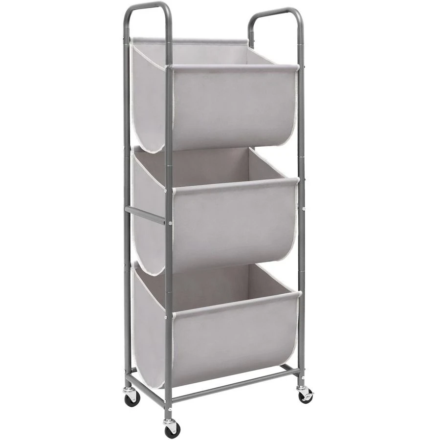 

Вертикальная корзина для белья на колесиках, 120 литров, 3 секции, 3 уровня, с 2 тормозами, для небольших помещений