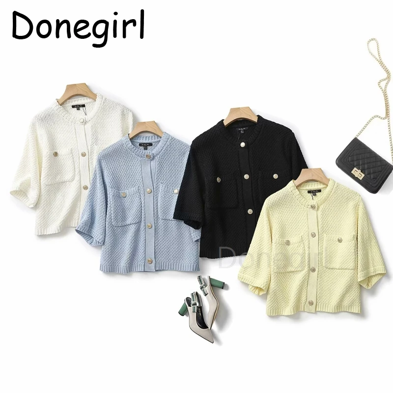 2000s Sweaters y2k Clothes Women Cardigan Solid Color Round Neck Single Breasted Short Sleeve Cardigan Tops Fashion Streetwear