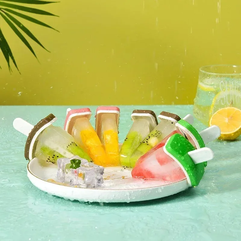 Molde para helado de sandía creativo estilo INS, molde para paletas de fruta caseras con tapa