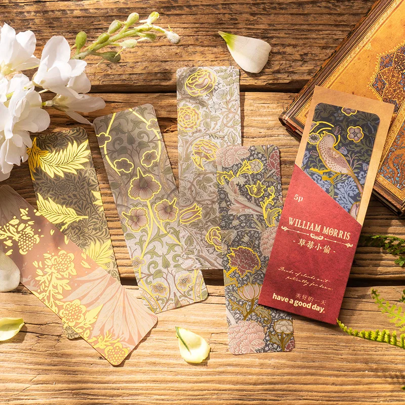 5Pcs Bookmark Pottering william morris flower Collection of Poems Kawaii Kittens Book Mark Metal Bookmark School  Supplies