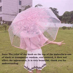 Transparent Cute Cherry Blossom Folding Umbrella Travel Portable Sunny Umbrella High-density Windshield Umbrella