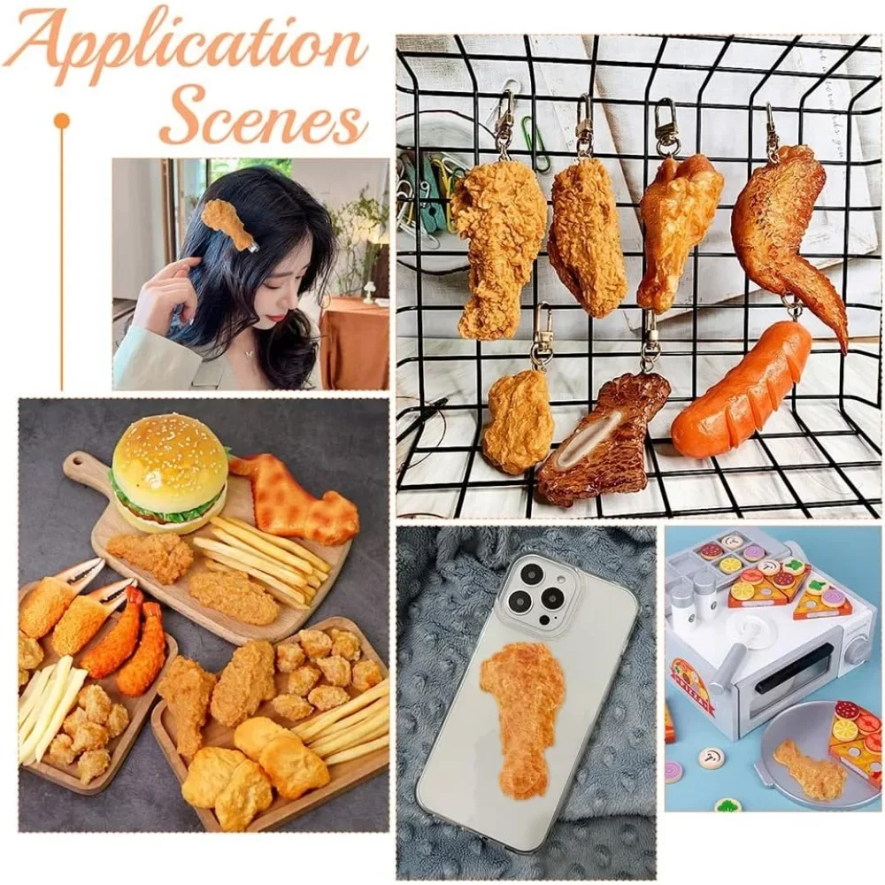 Baguettes artificielles pour la cuisine, 6 pièces, jambes jetables simulées, modèle alimentaire 3D, accessoires alimentaires, cabochons pour la viande 216.239.