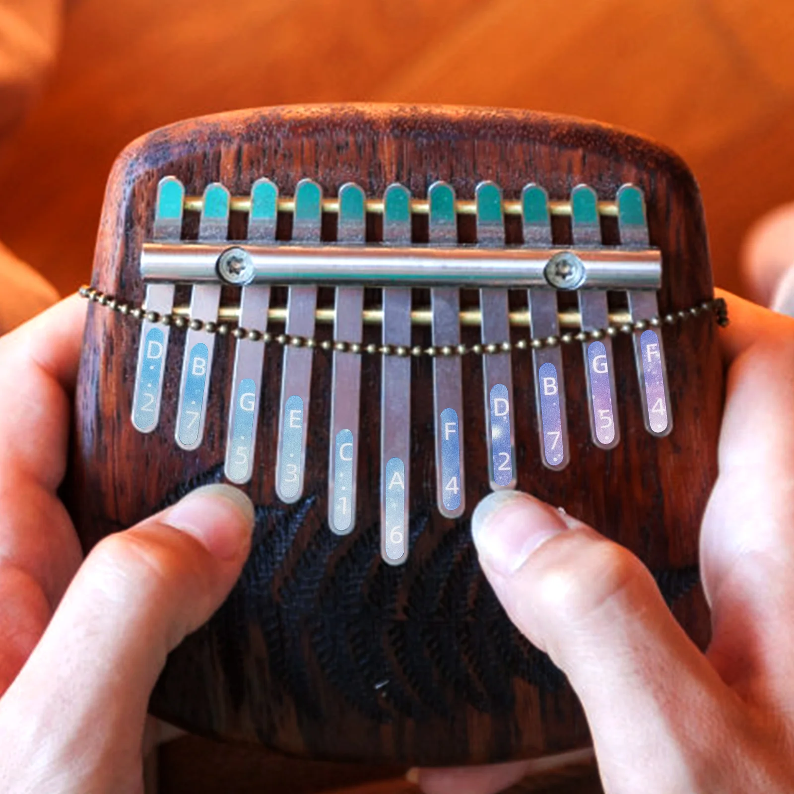 

2pcs Kalimba Thumb Piano Note Stickers Clear Colorful Scale Sticker For Beginner Smooth Durable Keyboard Decal Easy Learning