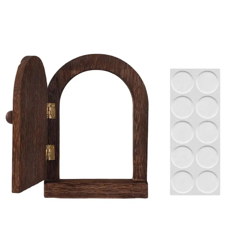 

EYFL-Wooden Door Outlet Cover, Fairy Door Cover Frame With Self-Adhesive Wood Light Switch Adhesive Dots For Bedroom