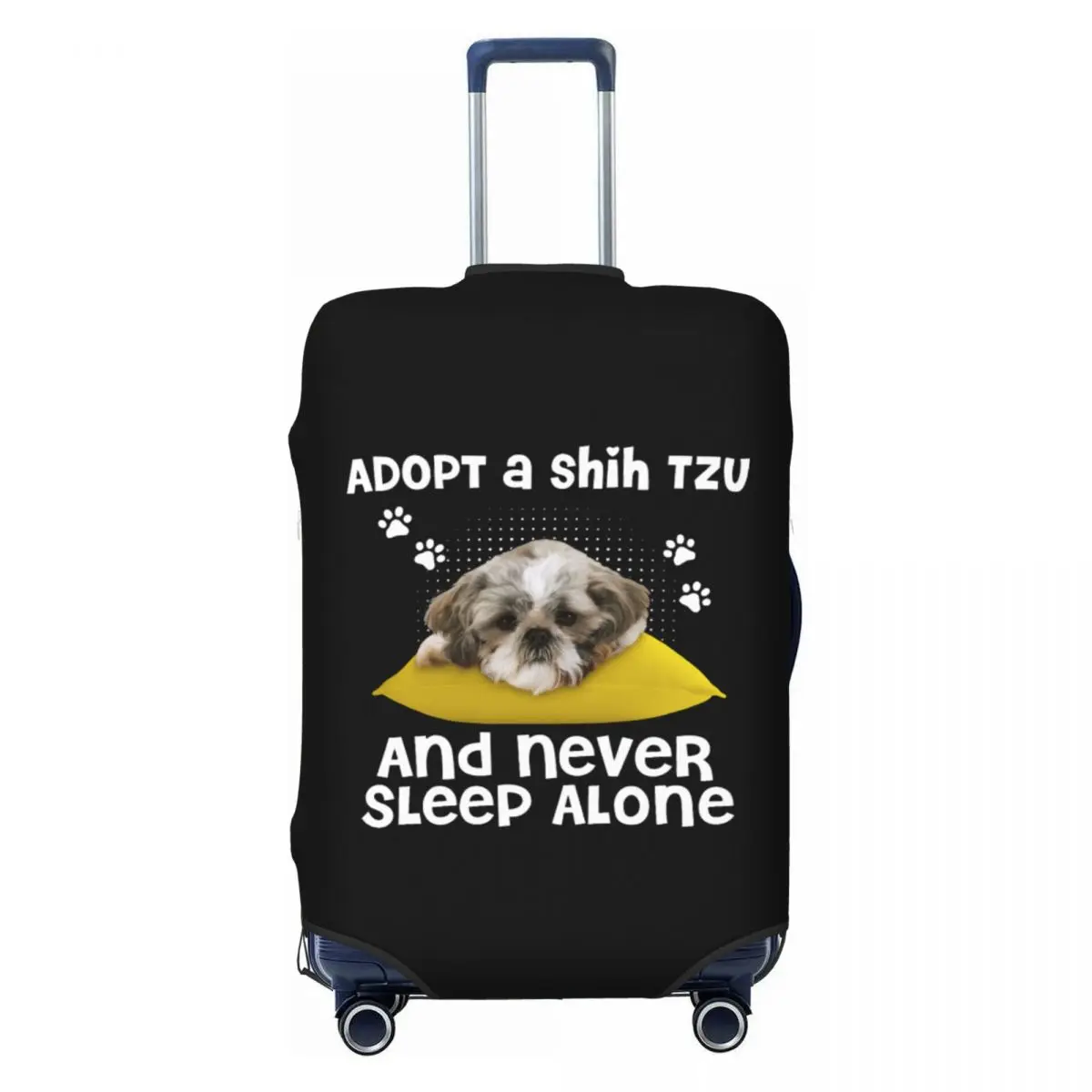

Custom Adopt A ShihTzu And Never Sleep Alone Luggage Cover Fashion Dog Lover Suitcase Protector Covers Suit For 18-32 inch