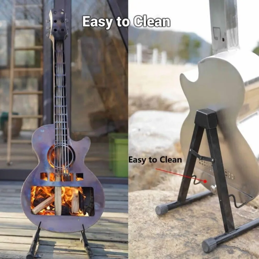 Portable Outdoor Solo Stove Fire Pit Brazier Personalize Wood Burning Smokeless Fireplace Stainless Steel Guitar Style Firepit