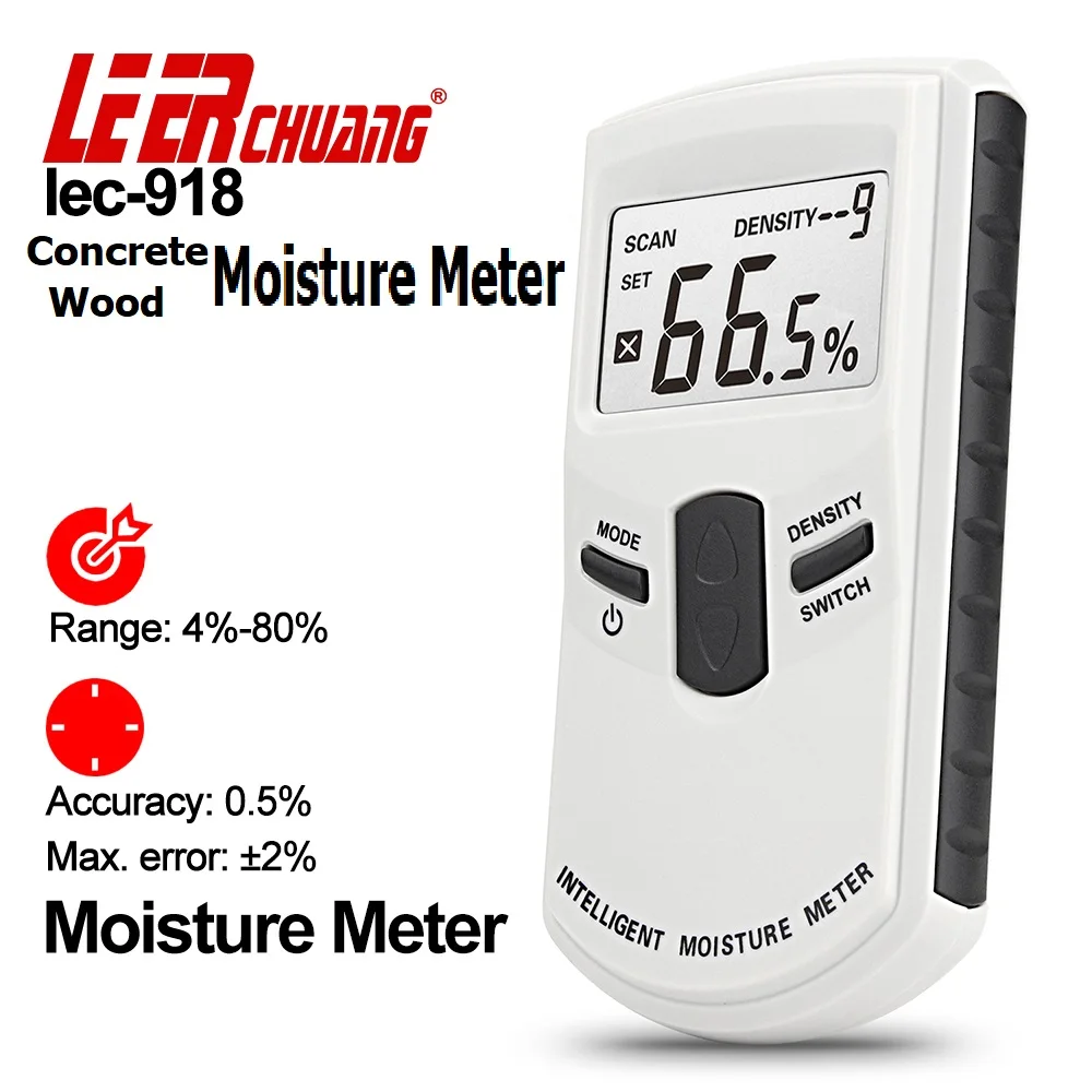 

LEERCHUANG Wood Moisture Meter Electromagnetic Sensing Lumber/Timber/Concrete Moisture Meter Damp Detector Wood Humidity Tester