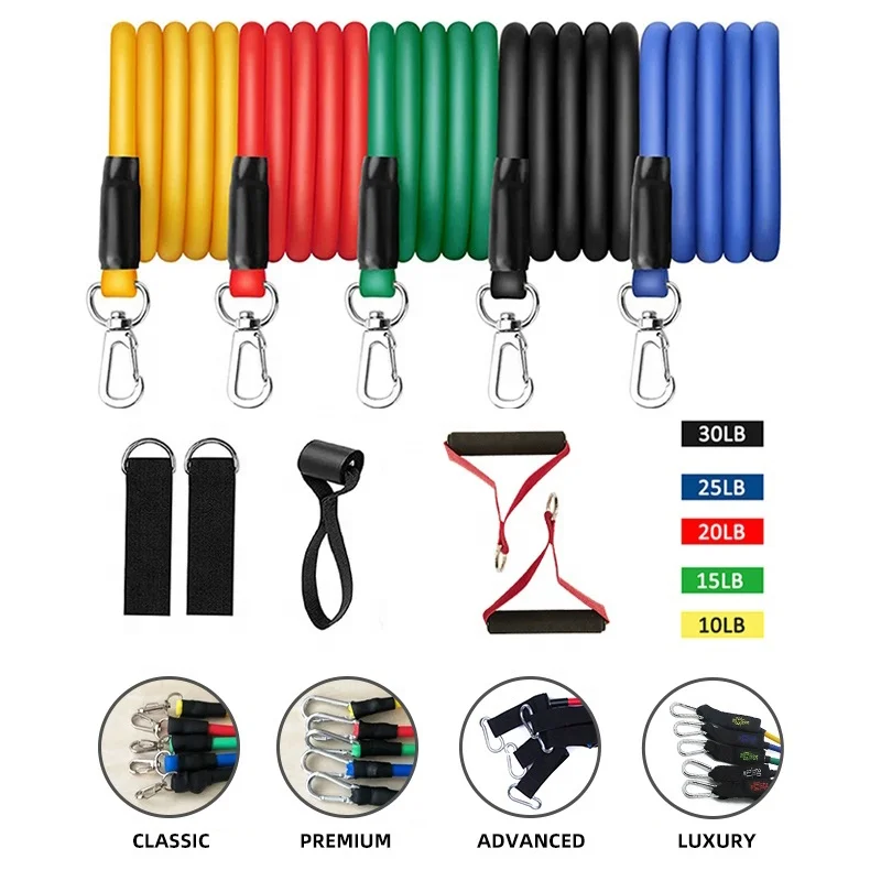 

Factory Hot Sale Fashion 11 Pcs Resistance Fitness Pull Rope Set Latex Resistance Bands Set 11pcs Resistance Bands