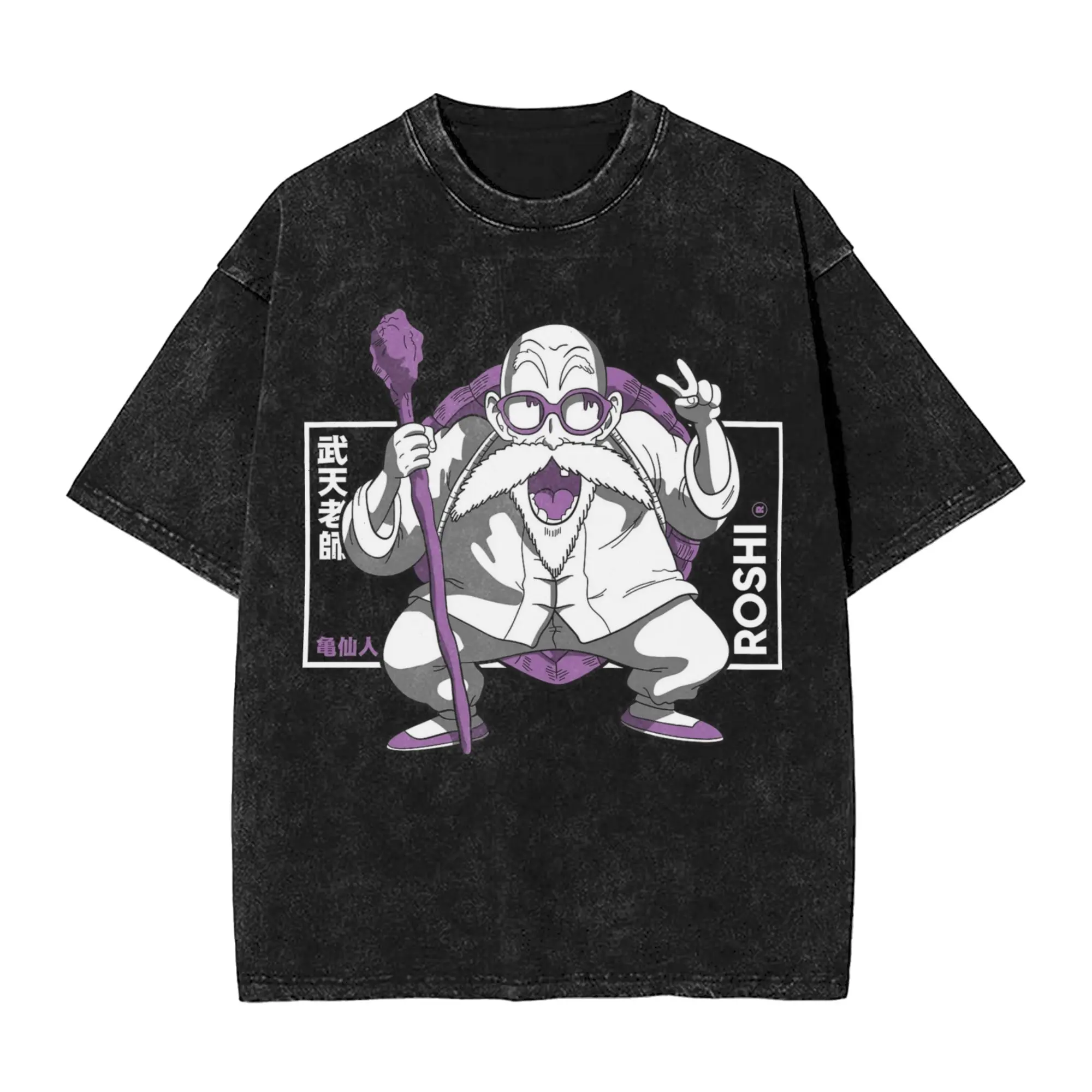 Master Roshi D-Dragon Ball T Shirt Hip Hop Washed Short Sleeve Harajuku T-Shirt  Vintage Men Women Tops Streetwear Tee Shirt