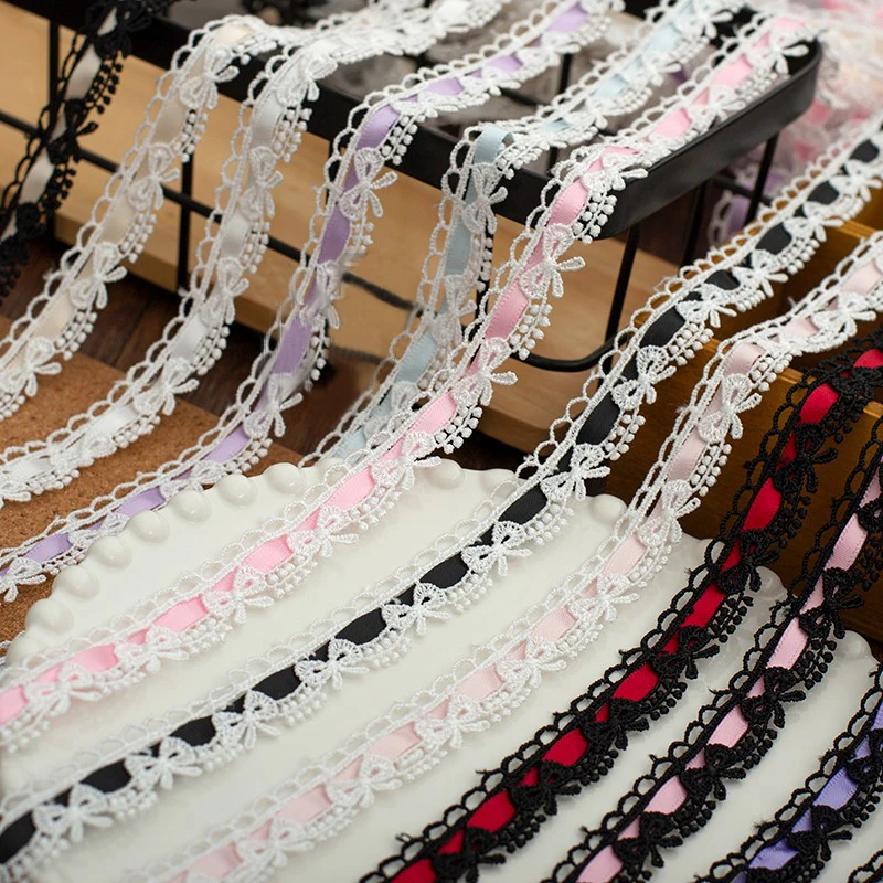 1 ياردة القوس الزخرفية أشرطة الدانتيل تقليم للحرف فستان الحفلات الخياطة Diy بها بنفسك لوازم اليدوية النسيج هدية التفاف التشذيب