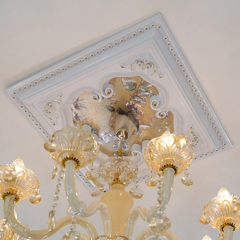 

European style lamp pool lamp plate decoration living room ceiling plasterboard ceiling shape PVC gypsum line lamp plate square