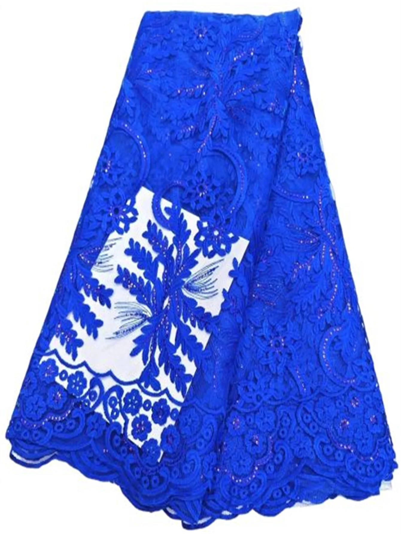 Blue 2025 African Net Lace Fabric High Quality French Tulle Sequins Embroidery Lace Fabric Nigeria For Women Celebration Dresses