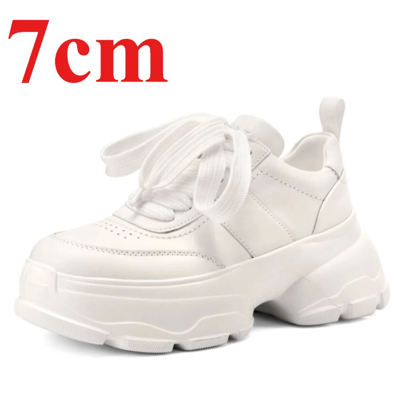 

Повседневная женская обувь в стиле ретро, увеличивающая рост обувь 7 см, удобные дышащие модные элегантные белые туфли из натуральной кожи