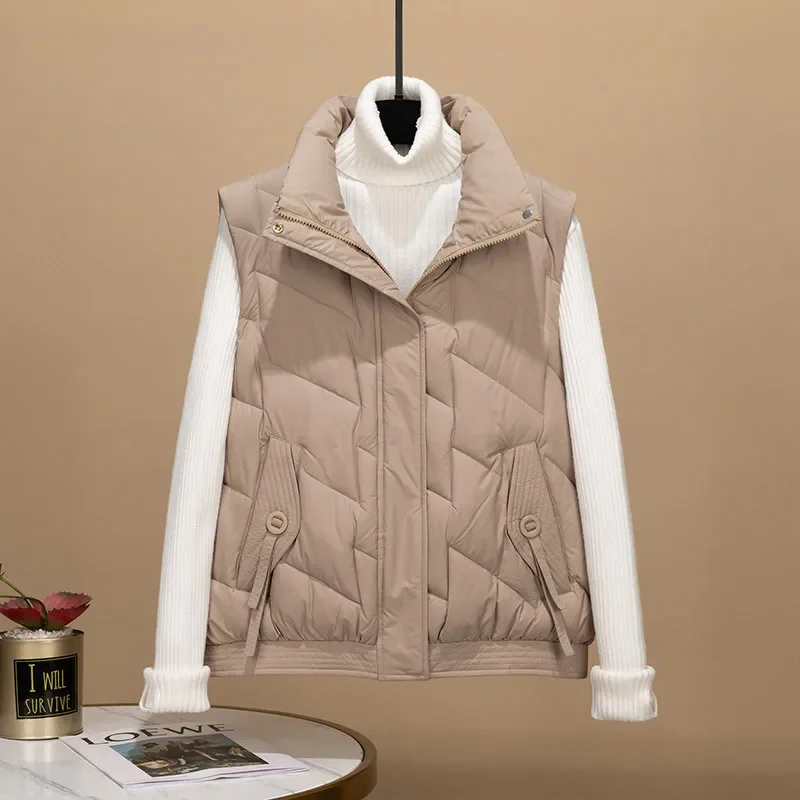 Gilet en coton pour femmes, veste courte sans manches, ample et chaud, manteau pour dames, vêtements d'extérieur, automne hiver 2025