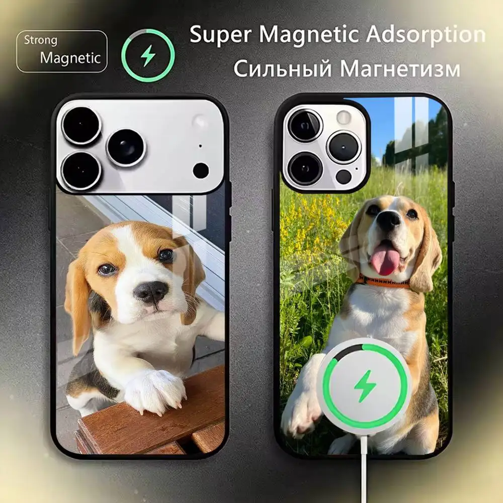 

Cute Beagle Puppy Aesthetic Phone Case For iPhone17,16,15,14,13,12,11 Plus,Pro Magnetic For Magsafe Wireless Charging