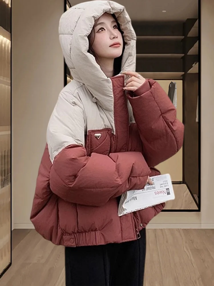 

Утепленная хлопковая куртка с капюшоном для женщин, осенне-зимняя новинка, корейская версия, свободный крой, на молнии