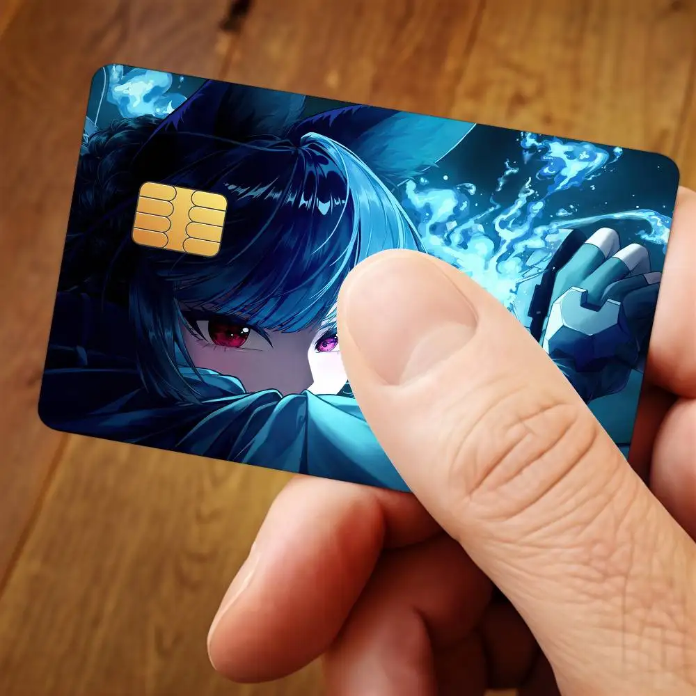 ZZZ Gaming Hoshimi Miyabi Credit Card Stickers For Bank Card Bus Metro Cards Waterproof Anti-Scratch Gift 4PCS