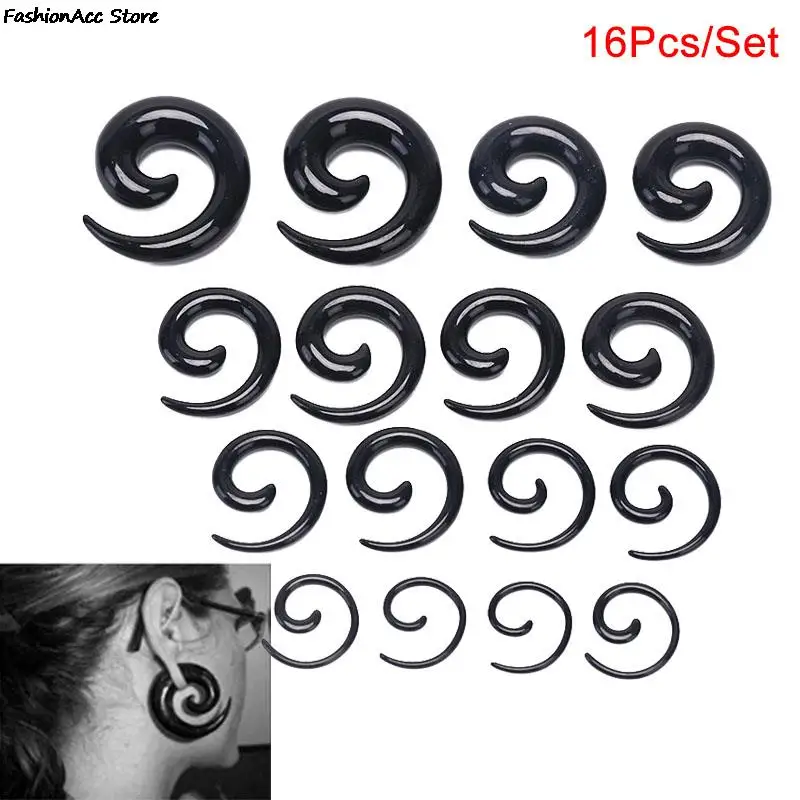 16 sztuk/zestaw moda ślimak spiralny stożek Flesh tunel ucha nosze Expander rozciąganie wtyczki