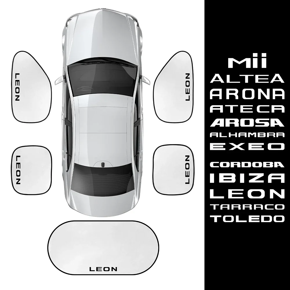 5PCS/Set Car Sunshade Cover Car Accessories For Seat Leon Ibiza Ateca Arona Cordoba Toledo Altea Alhambra Arosa Exeo Mii Tarraco