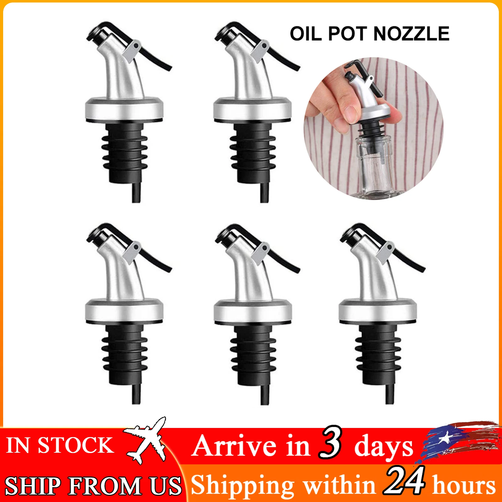 5Pcs Olive Oil Pourer Olive Oil Leak-proof Spouts Bottle Sealing Nozzle Oil Pouring Nozzle Wine Oil Bottle Stopper Kitchen Tool