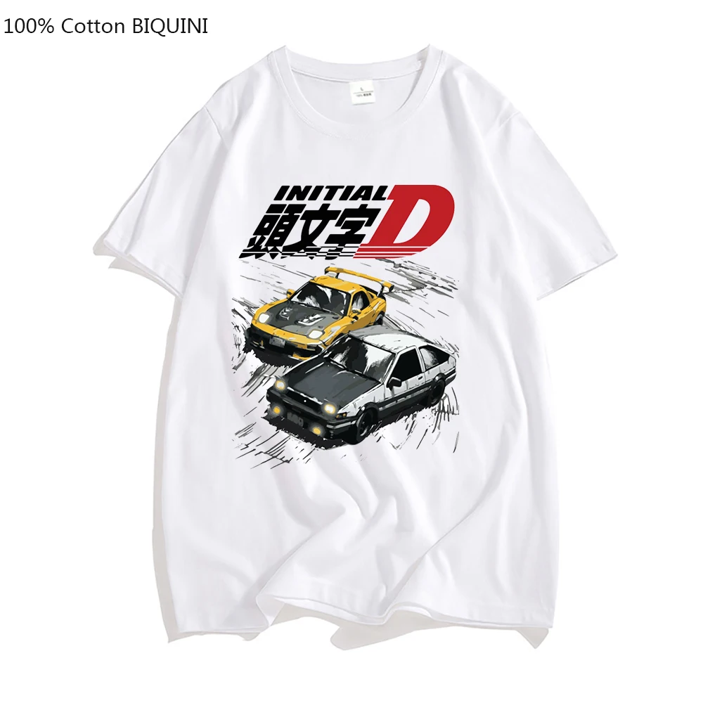 AE86 Japan Anime Initial D T-shirt Men Summer Cool Short Sleeves Tshirt Casual Homme T Shirt Racing Drift Car Graphic Cotton Tee