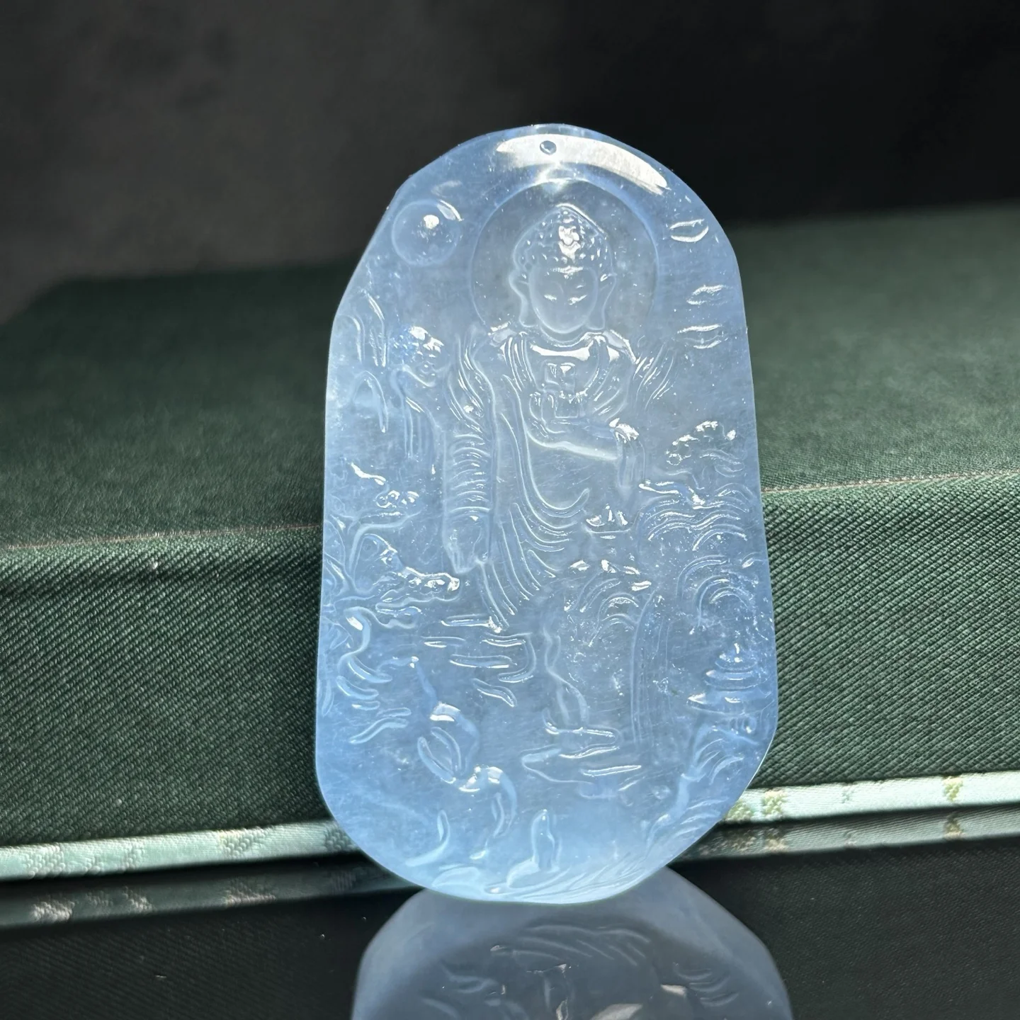 Certified Nature Green Jade Jadeite Carved Buddha Dragon Pendant&Necklace