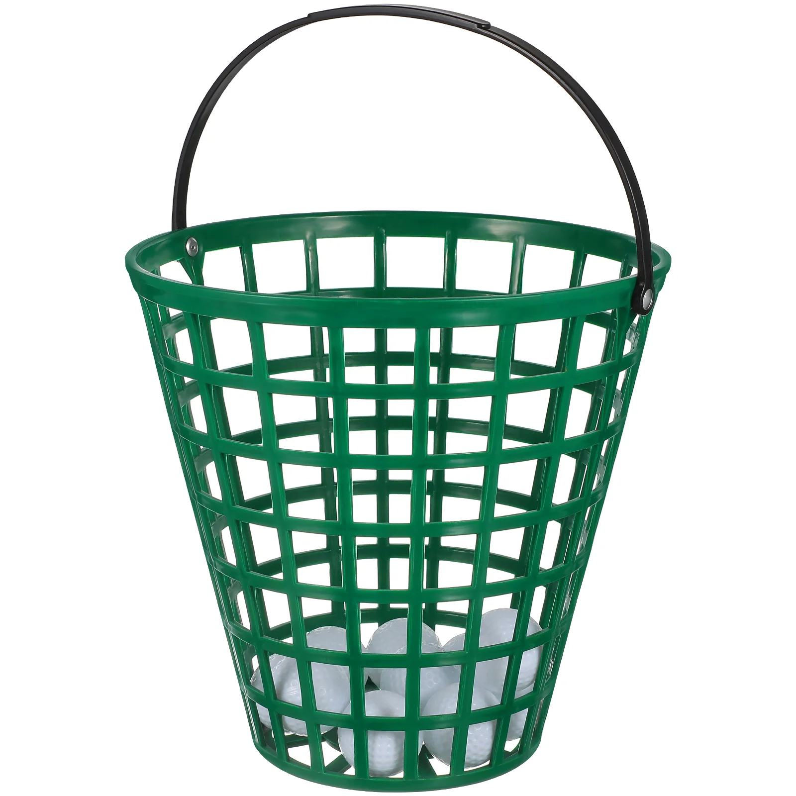 Ball Basket Golfball Container with Handle Ball Holder Contain (Green, Can Pack 50pcs)