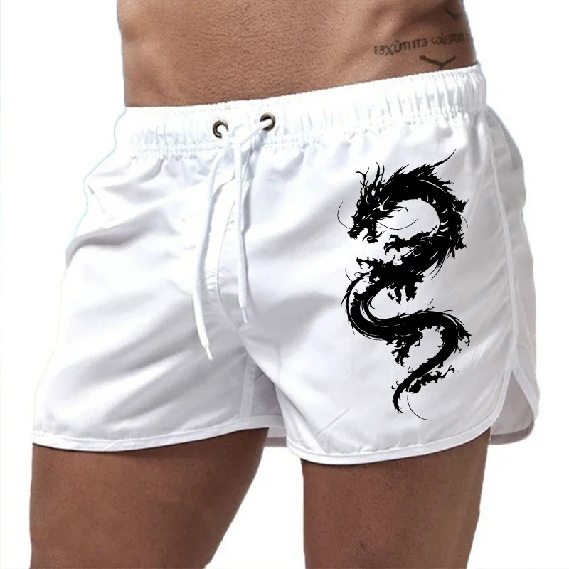 2025 Brand New Mens Board Shorts Chinese Dragon Design Printed Beach Shorts High Quality Male Summer Running Cycling Cool Shorts