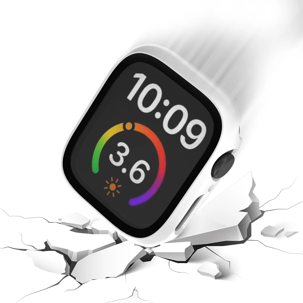 زجاج + غطاء لساعة أبل 44 مللي متر 40 مللي متر 42-38-41 مللي متر 45 مللي متر واقي للشاشة ممتص للصدمات سلسلة ساعات أبل 9 8 7 6 5 4 3 se Accessori