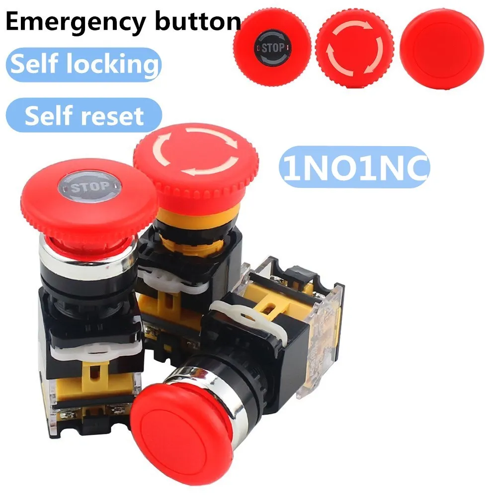 Emergency Stop Switch 10A LA38-11ZS Emergency stop button switch self-locking emergency stop push button for machine