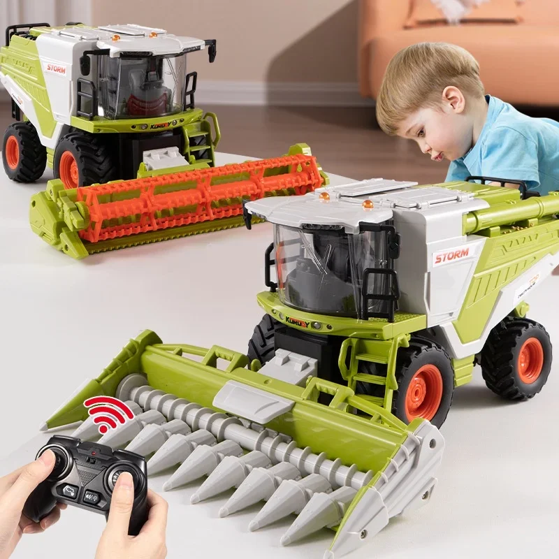 New 1:24 Farmer's Car Wheat Harvester Combination Multi-feature Lights 6608 Wheat 6612 Corn Crop Harvester Children's Gift Toys