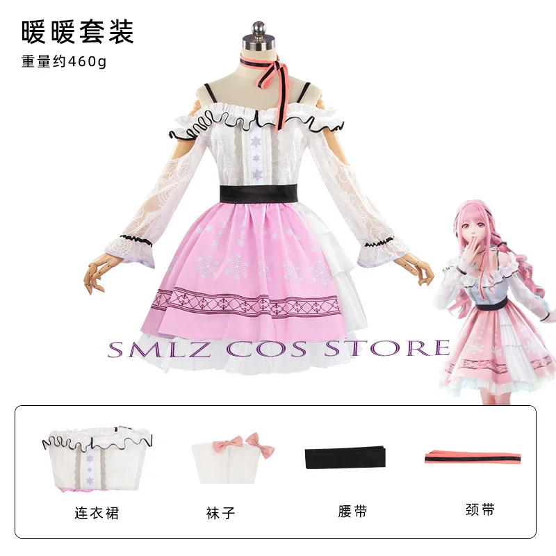 Nikki Cosplay Anime Infinity Nikki dulce vestido rosa Lolita uniforme peluca conjunto traje de fiesta de Halloween para mujeres faldas