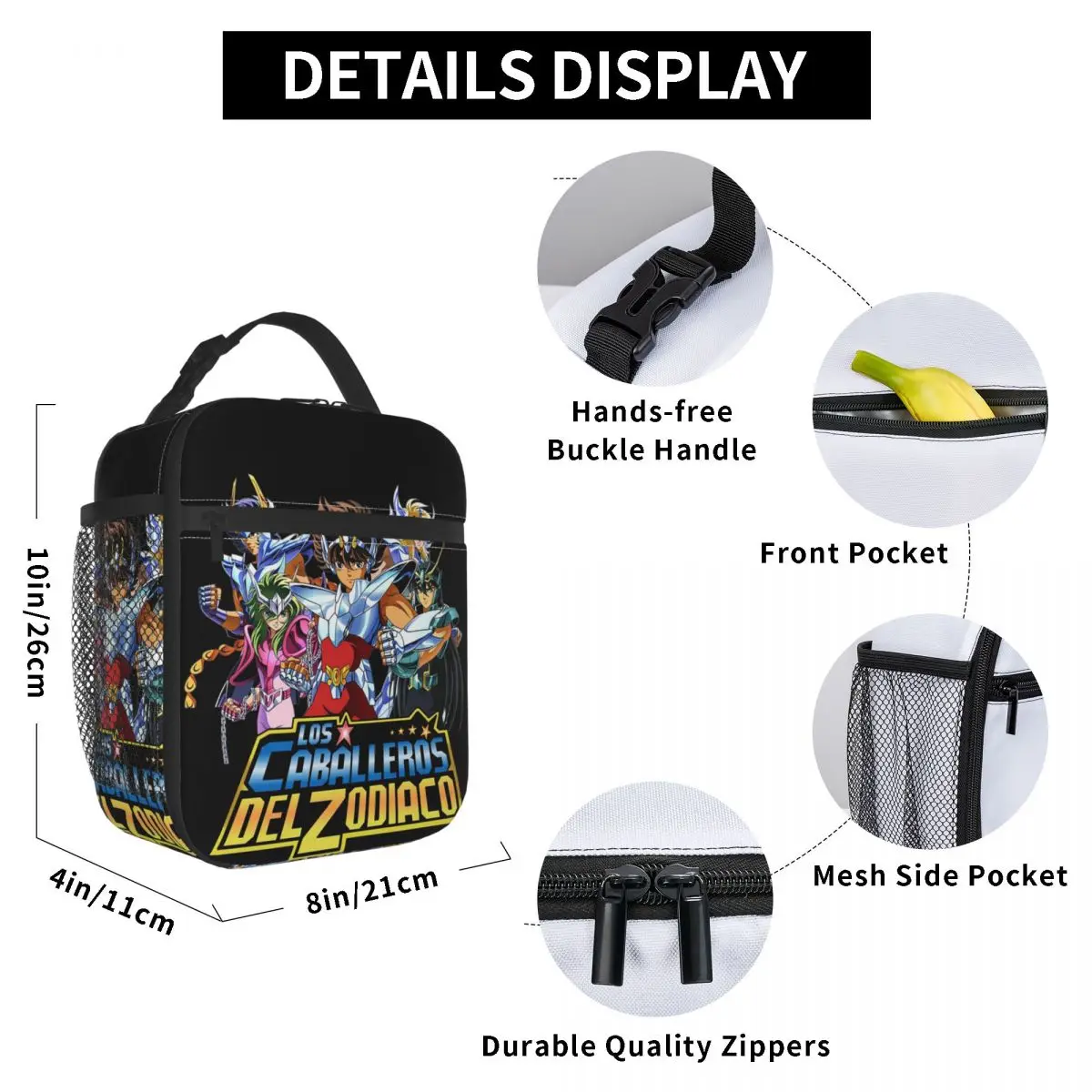 

Knights Of The Zodiac Saint Seiya Insulated Lunch Bag Picnic Storage Food Boxes Portable Container Cooler Thermal Lunch Box Tote