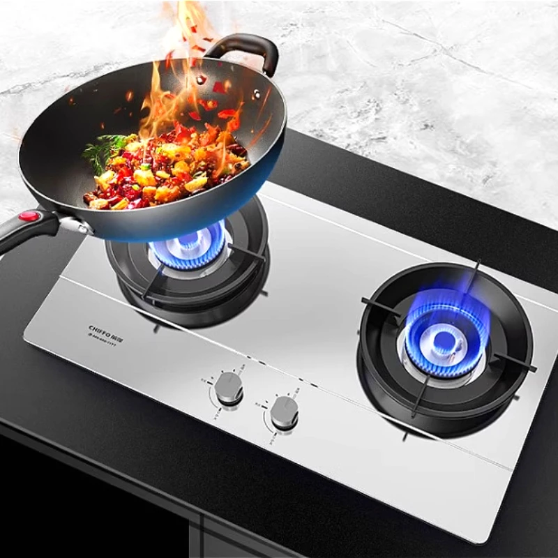 

Новая газовая двойная плита ZD205, встроенная плита из нержавеющей стали, природный газ, высокая огневая мощность