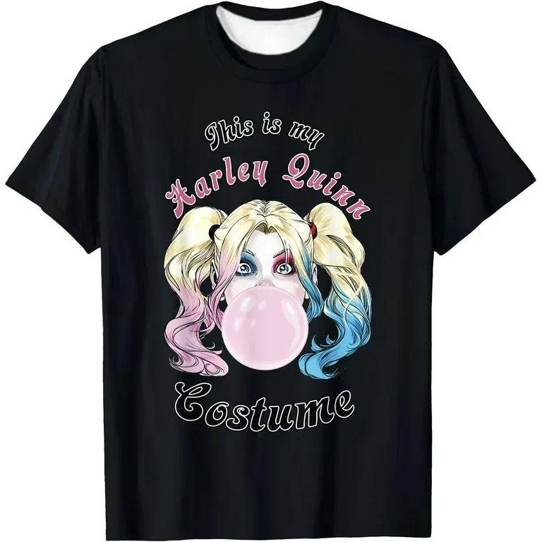 Süßes, cooles, rebellisches Baumwoll-T-Shirt von Harley Quinn für Erwachsene und Kinder! Klassischer Kaugummi-Look, für den Alltag geeignet