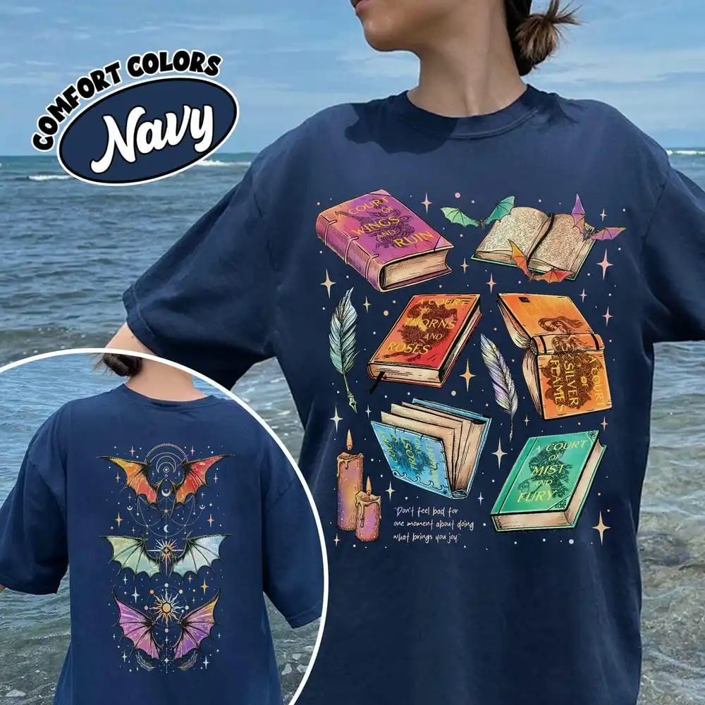 قميص نسائي ريترو من سلسلة ACOTAR قميص مريح على الوجهين The Bat Boys Velaris Book Lover للجنسين Y2K ملابس خروج عصرية يومية