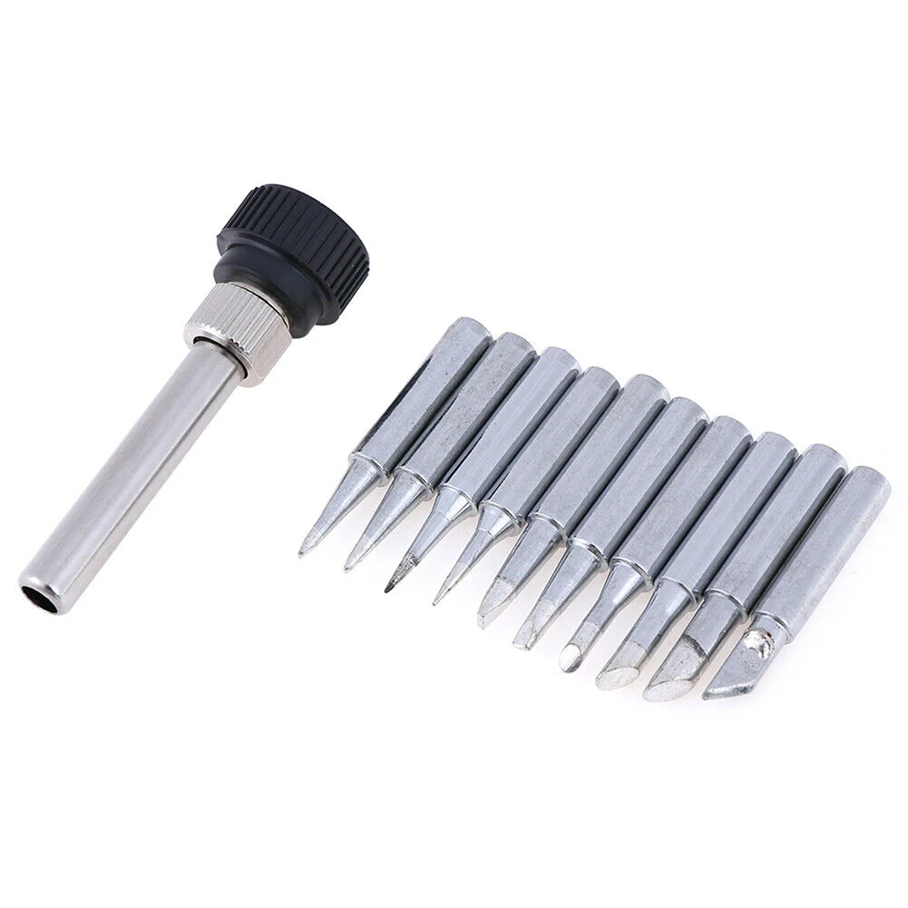 

11pcs Soldering Iron Tips Solder Tip 900M-T For 936 907 898D Soldering Station 10*Soldering Iron Tips 1*Handle Adapter