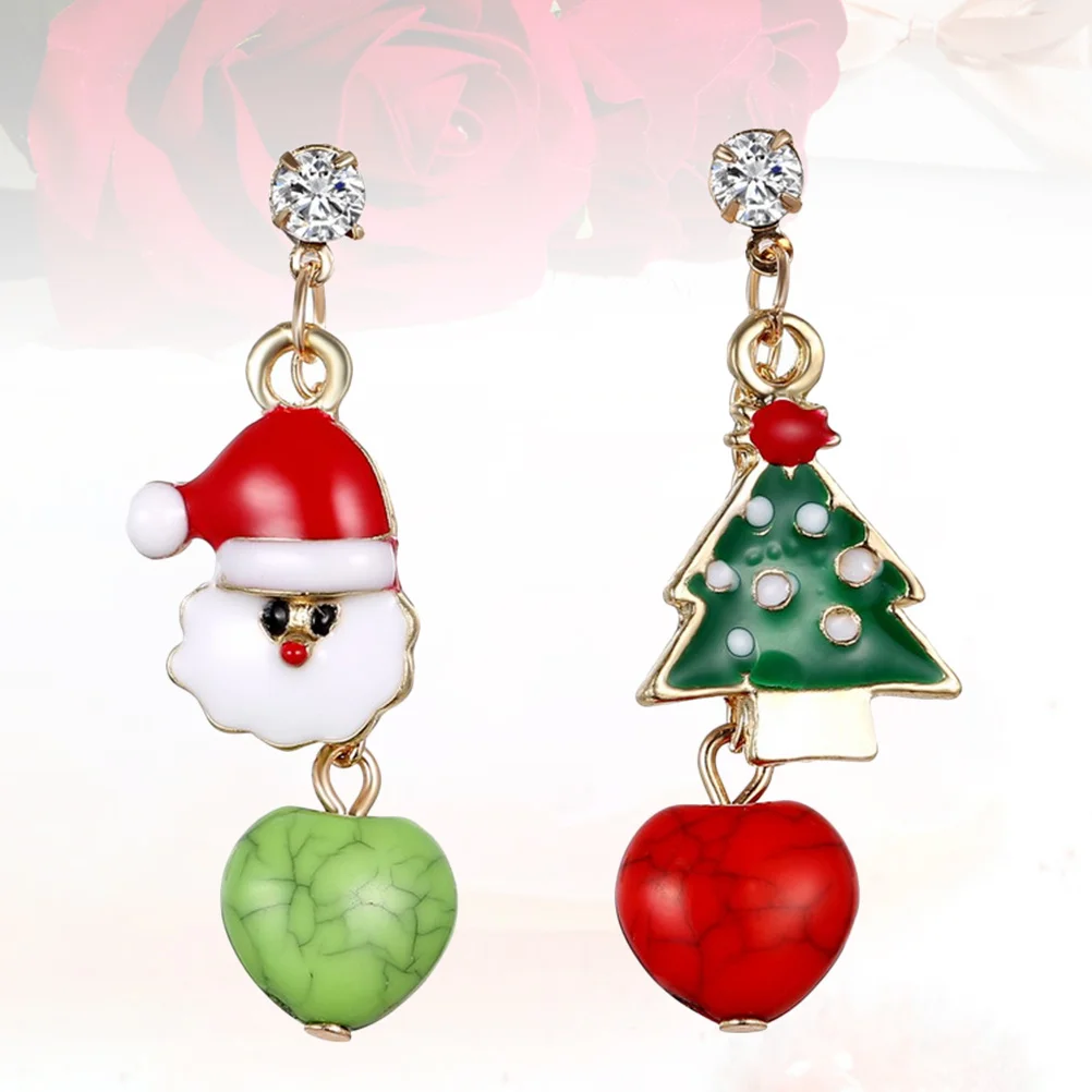 

1Pair Asymmetric Earrings Funny Christmas Santa Tree Dangle Alloy Hypoallergenic Unique Wear for Parties Dates Family Gatherings