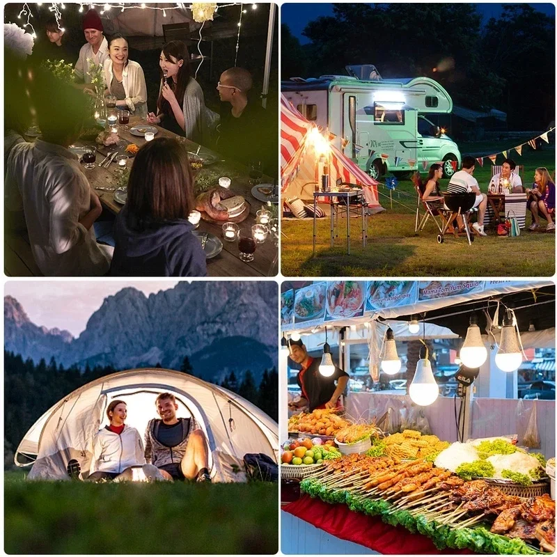 80W Portable Tent Lamp Battery Lantern BBQ Camping Light Outdoor Bulb USB LED Emergency Lights for Patio Porch Garden