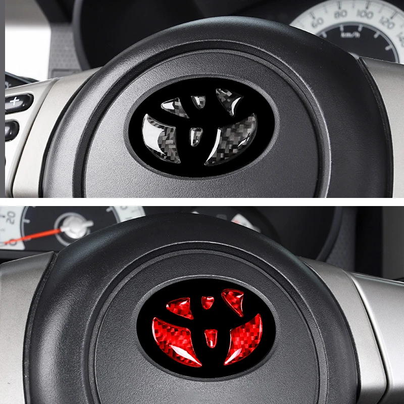 Carbon Fiber Car Steering Wheel Emblem Badge Sticker Glue Trim Decals For Toyota Corolla Rav4 CHR Auris Camry Prius Yaris