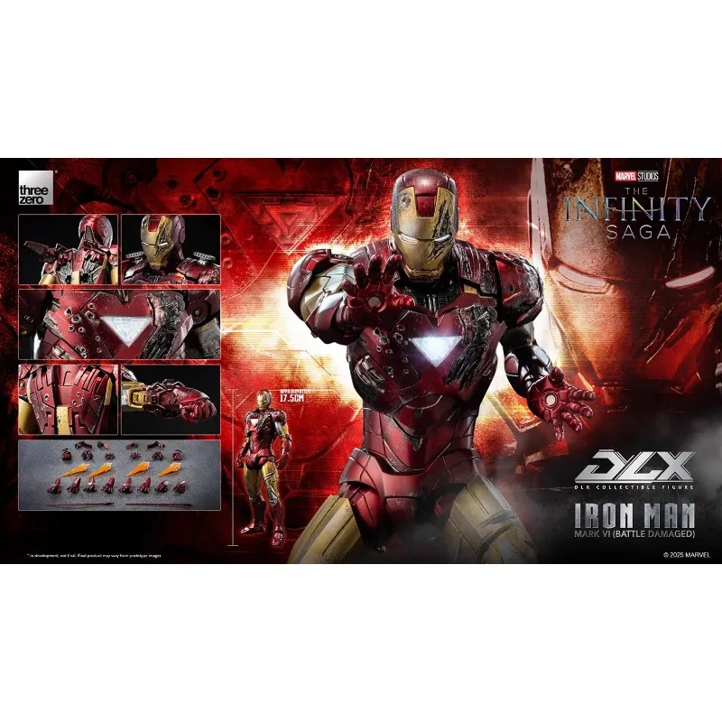 [Genuine in Stock] 17cm Original Threezero Marvel Iron Man Mark 6 Battle Damaged Dlx Collectible Action Figure Gift Hobby view 6