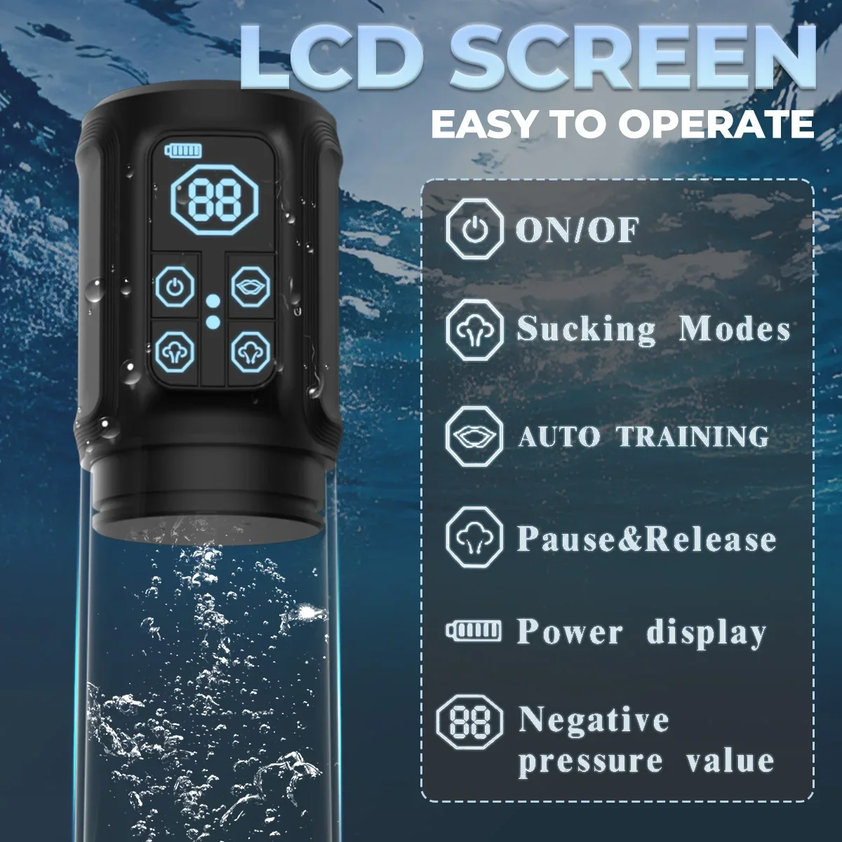 مضخة القضيب الكهربائية ديك المكبر للرجال الانتصاب الهواء المياه موسع 4 التدريب 3 شفط البناء دائم الجنس لعب الكبار #3