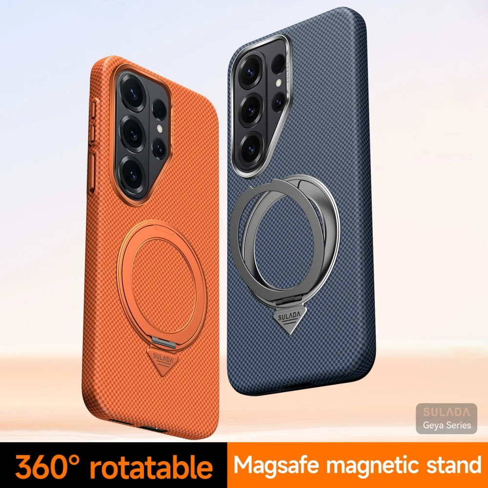 

Магнитный тонкий чехол из арамидного волокна для ПК Samsung Galaxy S26 Ultra S26, чехол-кронштейн