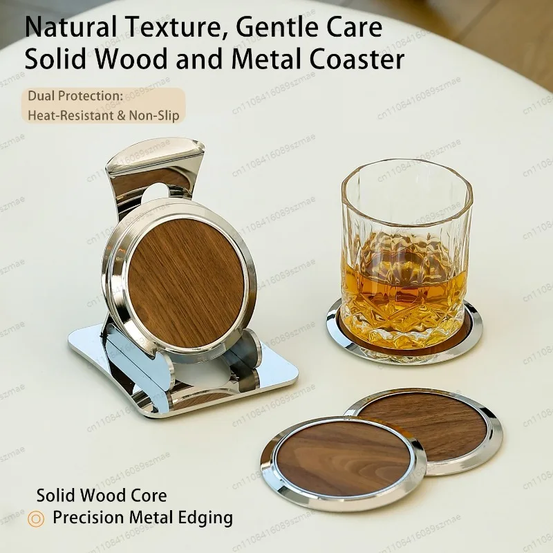 

Black Walnut Wood Coaster Set， for Gongfu Tea & Coffee Cup， Heat Resistant， Anti-Slip， Minimalist Home Decor，
