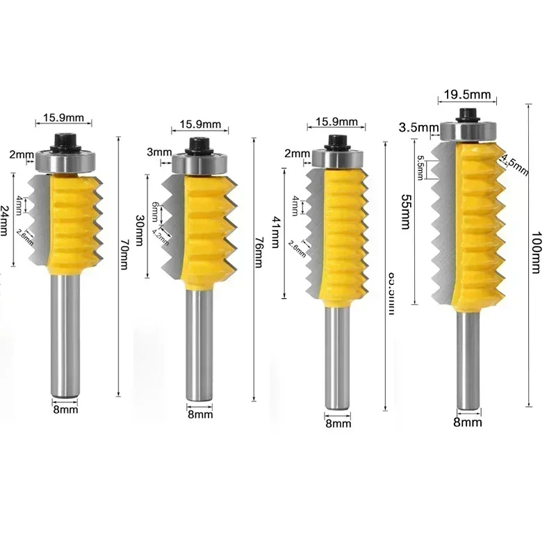 Multi-tooth Mortise Knife with Multi-tooth Type Shank Rail Reversible Finger Joint Glue Router Bit Cone Woodwork Power Tools