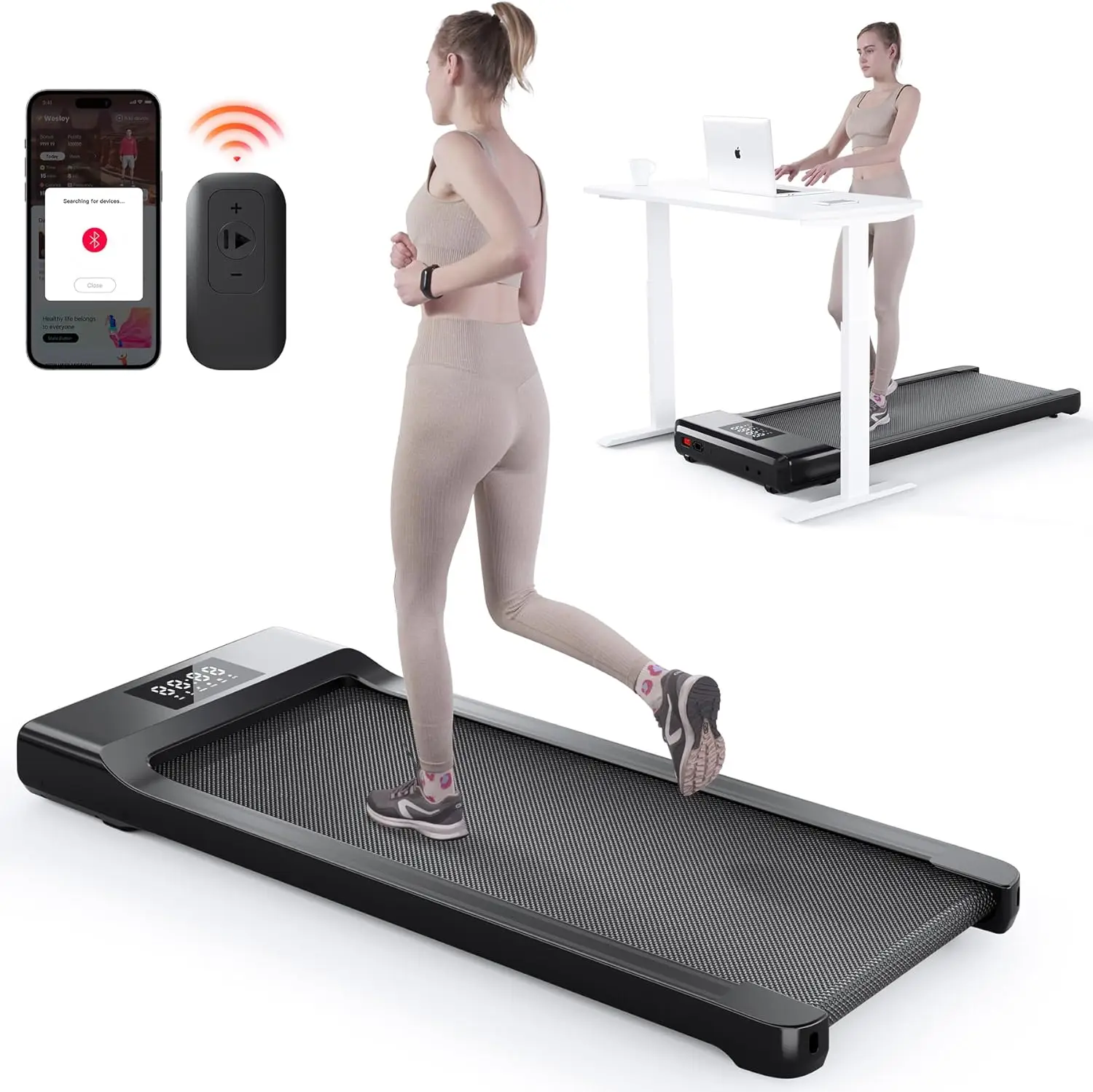 2024 Upgraded Walking Pad Treadmill, Smart Walking Pads, 2.5HP Quiet Under Desk Treadmill for Home Office Use, Remote Control