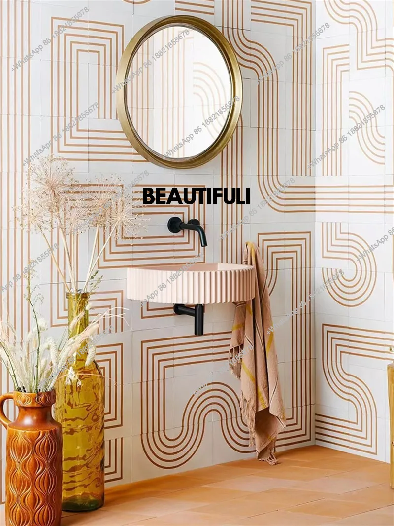 Small unit wall mounted washbasin cute pink mini ins counter basin simple washbasin