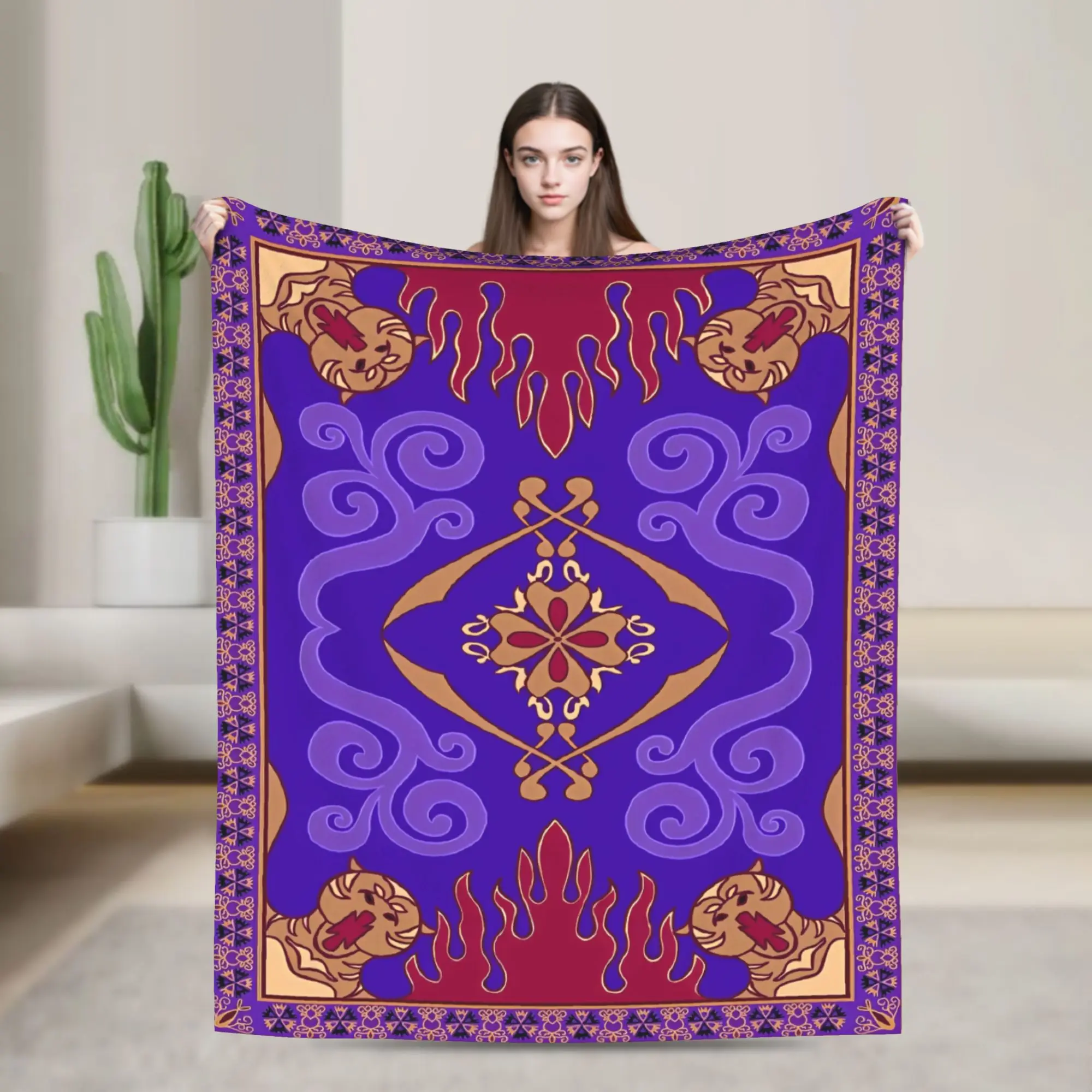 Aladdinn 1992 Magic Carpet Knitted Blanket Aladdin Movie 90s Cartoon Flannel Throw Blanket Home Couch Portable Warm Bedspread