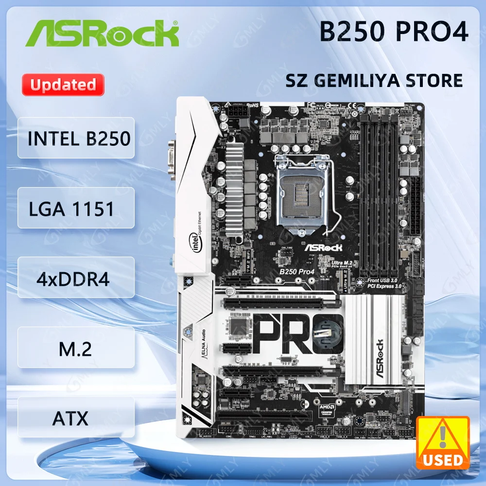 

ASROCK B250 Pro4 Motherboard Socket 1151 intel B250 DDR4 64GB ATX support i5-7500 i5-6500 i3-6100 i7-7700 cpu