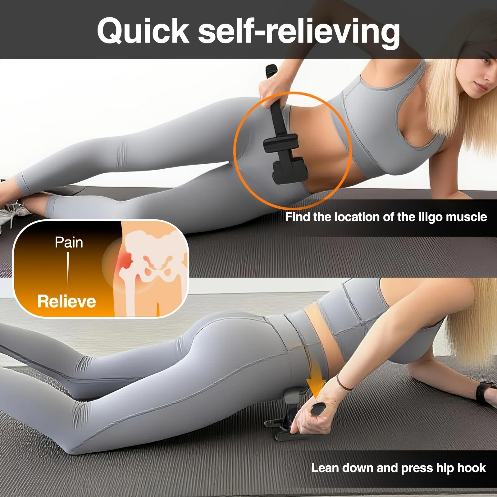 Iliopsoas Massage Hook, Dual-Point Targets Deep Hip Muscles. Relieves Back & Hip Tension from Long Sitting and Exercise.